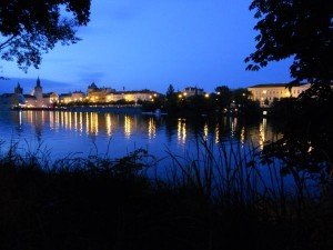 Prague Night River View