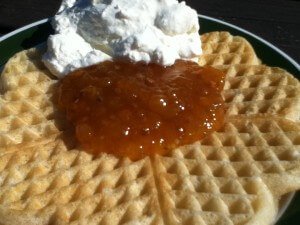 waffle with cloudberry jam