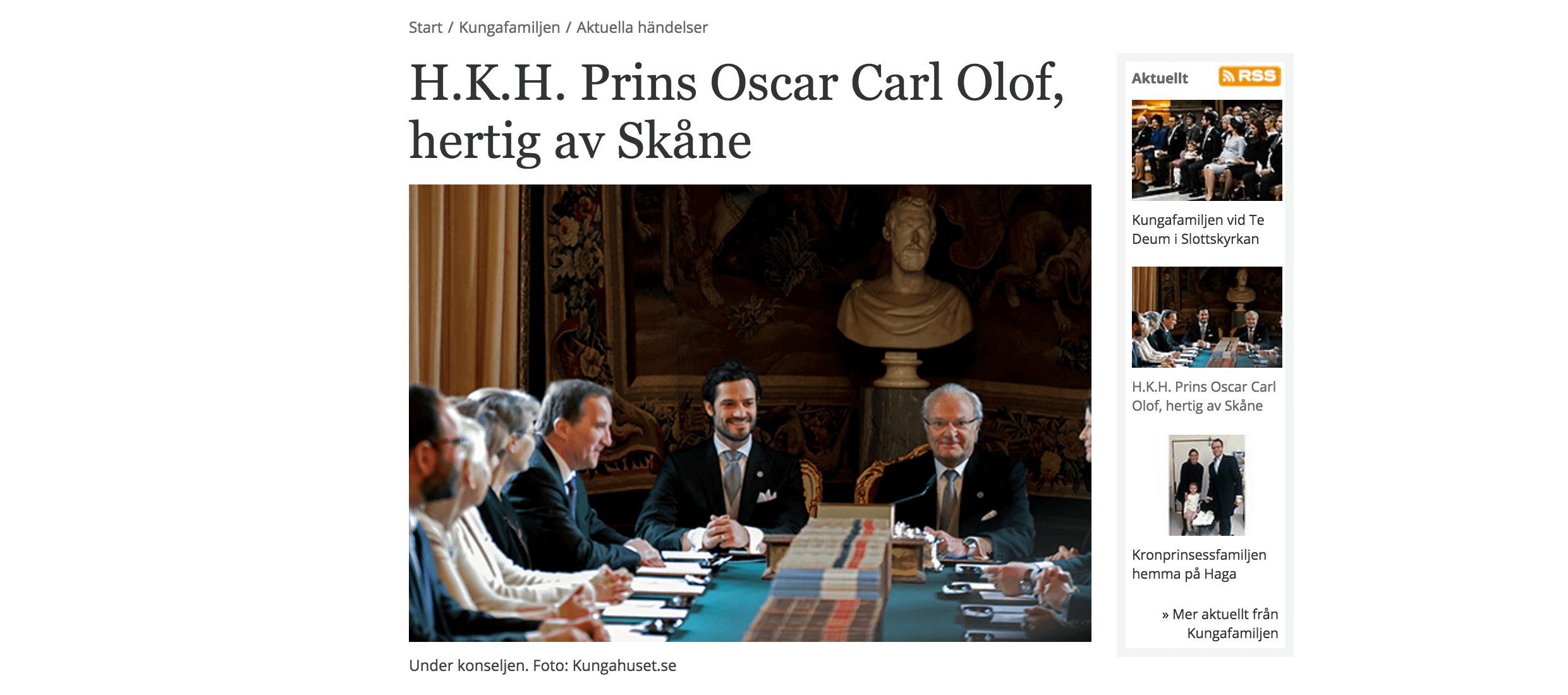 Named Prince Oscar of Sweden