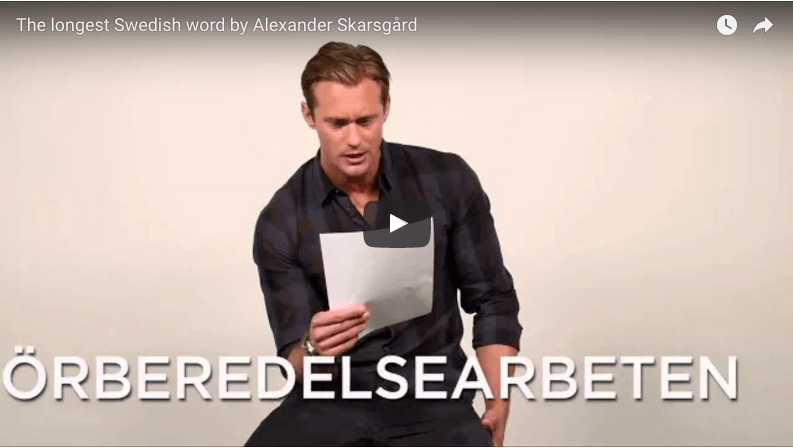 longest Swedish word by Alexander Skarsgård