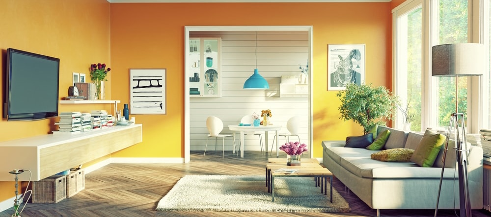 Orange Scandinavian Living Room Design